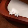 S999 Sterling Silver Butterfly Stud Earrings with Color Diamond - Simple and Elegant Women's Ear Accessories
