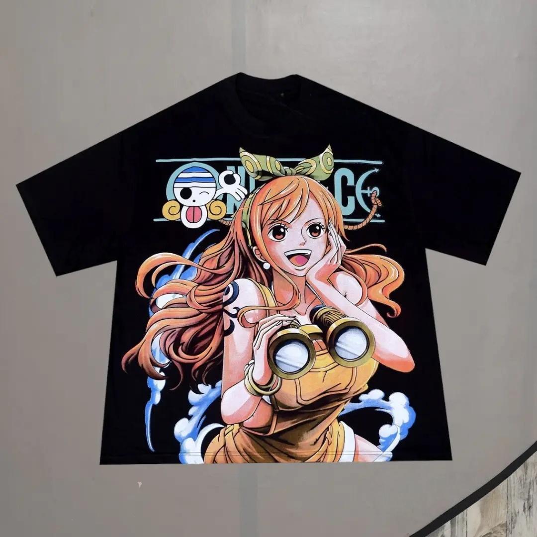 

Summer 2026 One Piece Nami Little Thief Cat Nautical Theme 100 Cotton Printed Tshirt Male and Female Parentchild Top S