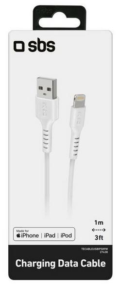 Sbs Usb 2.0 - Lightning Cable 1m White for Data Transfer and Charging