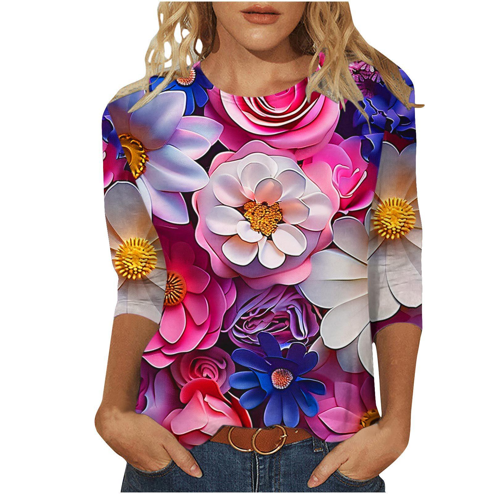 

Летний топ с круглым вырезом и принтом в виде 3D-кошки, модные и повседневные женские футболки с длинными рукавами XL