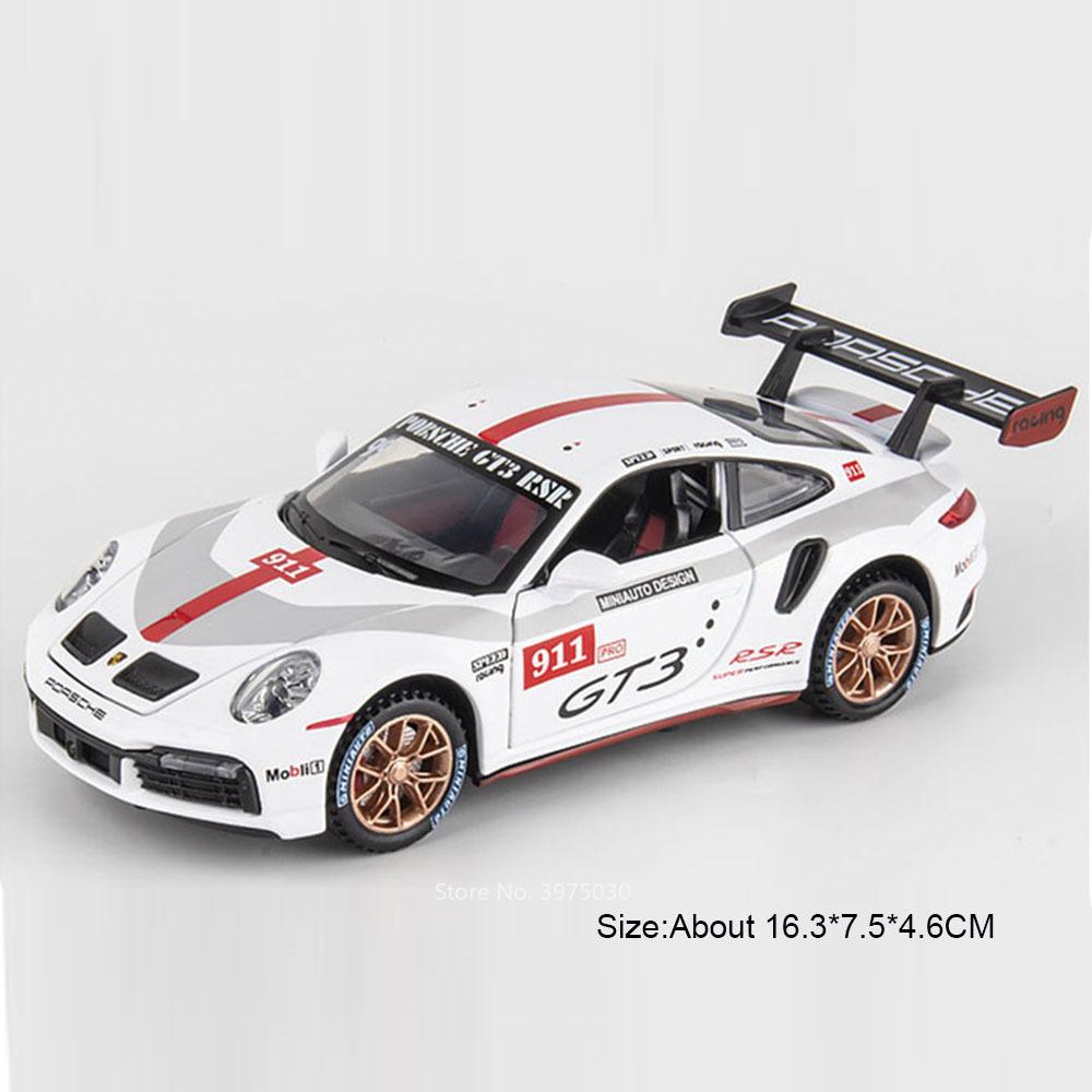 AABKQ1 1:32 Scale Porsche 911 GT3 RSR Cars Toy Miniature Model Alloy Die Cast with Light Sound Pull Back Supercar Boys Educational Toys