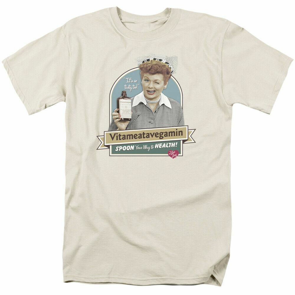 I Love Lucy Spoon To Health T Shirt Mens Licensed Classic TV Show Cream