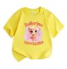 T-shirt stampata carina con ballerina e cappuccina per bambini, ragazzi e ragazze, 100% cotone, girocollo, manica corta, casual, leggera, per uso quotidiano, top attivi estivi