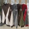 Women's Round Neck Wool Sweater: Thickened, Color Block, Diamond Pattern, Brushed Long Hair Knit, Loose Fit for Autumn/Winter