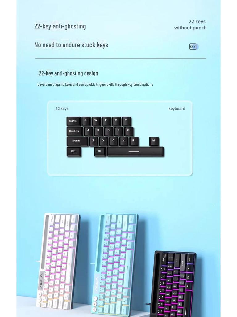 AULA Wolf Spider F3061 Mini 61-Tasten RGB Kabelgebundene Tastatur