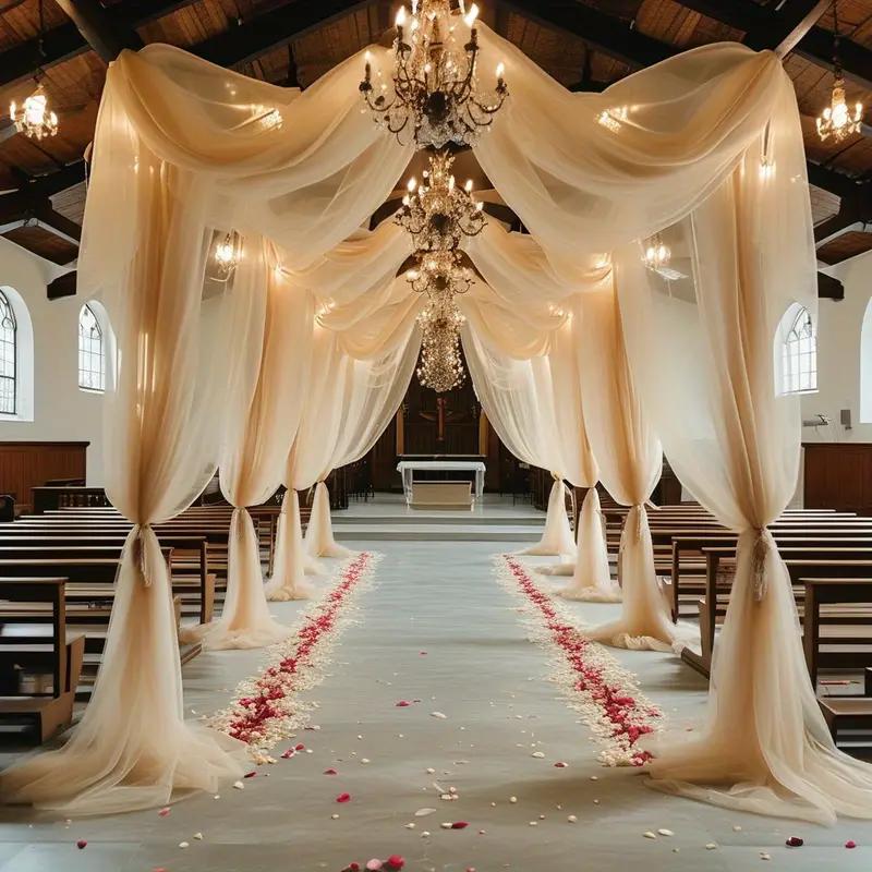 Tessuto Tulle Decorazioni Fai da Te Accessori Matrimonio Festa Evento di Natale Tessuto a Rete Trasparente Materiale Elegante Runner da Tavola Fiocchi per Sedie Sfondo