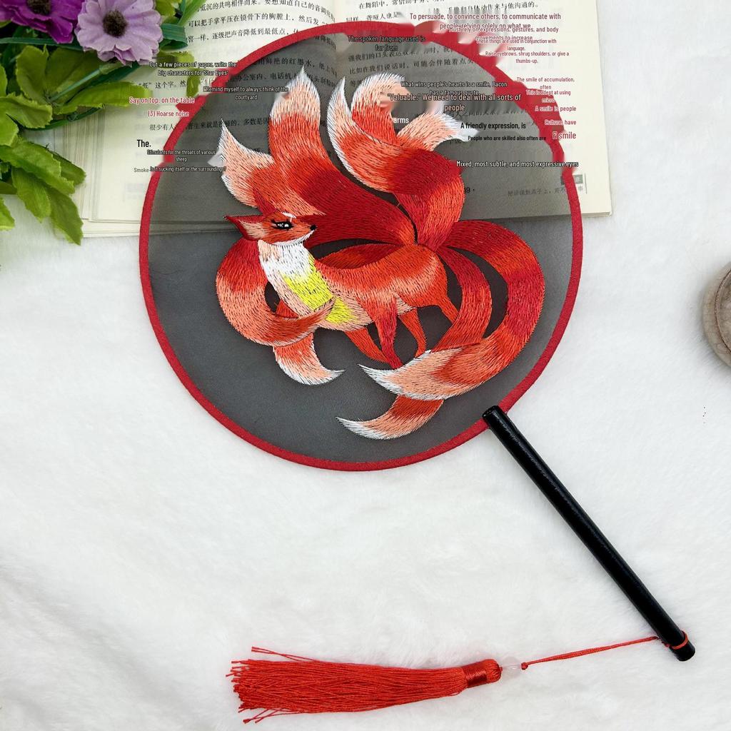 Ancient Style Single-Sided Suzhou Embroidery Dance Fan