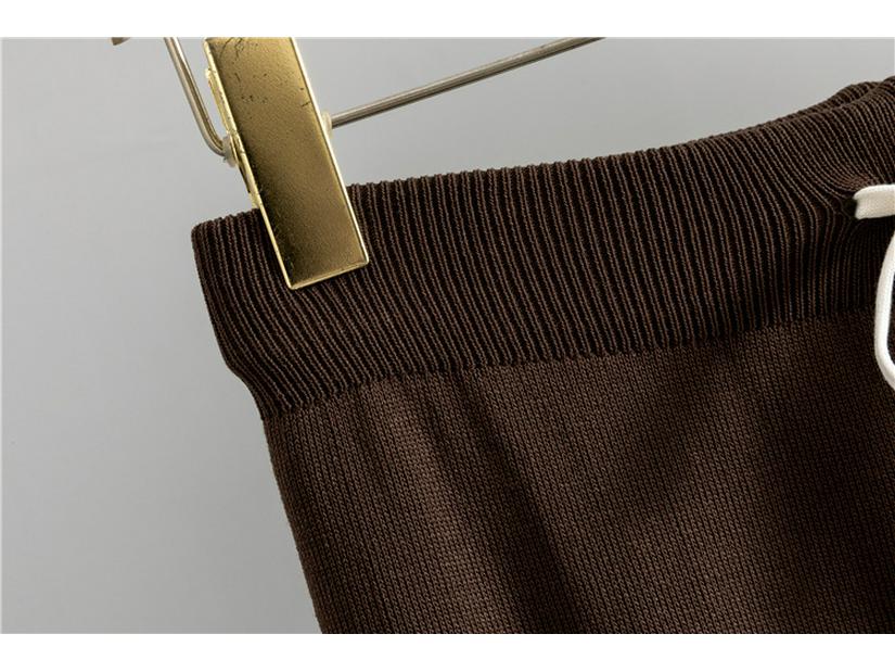 Women's Korean Fashion Striped Sweater & Wide-Leg Pants Knitted Set