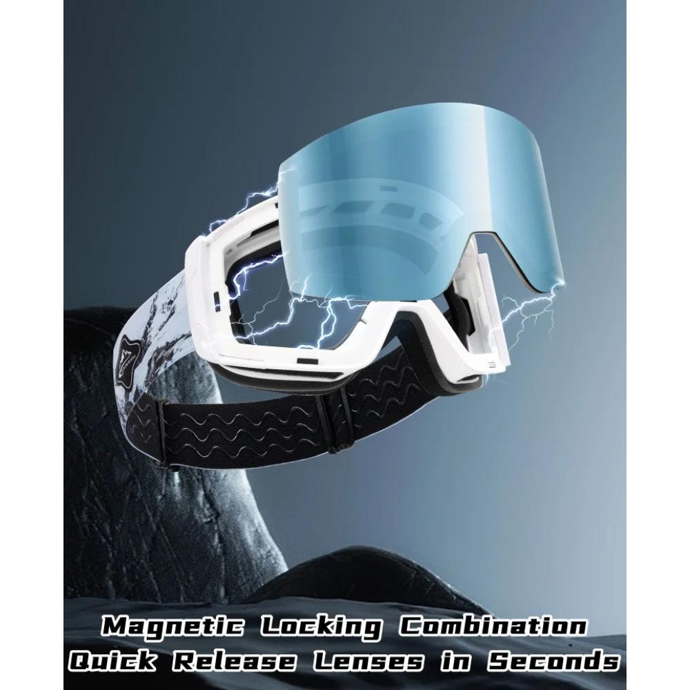 Magnetic Ski Goggles Double Layer Windproof Anti-fogging Snow Goggles Men's Outdoor Snow Mountaineering Windshield Eyewear