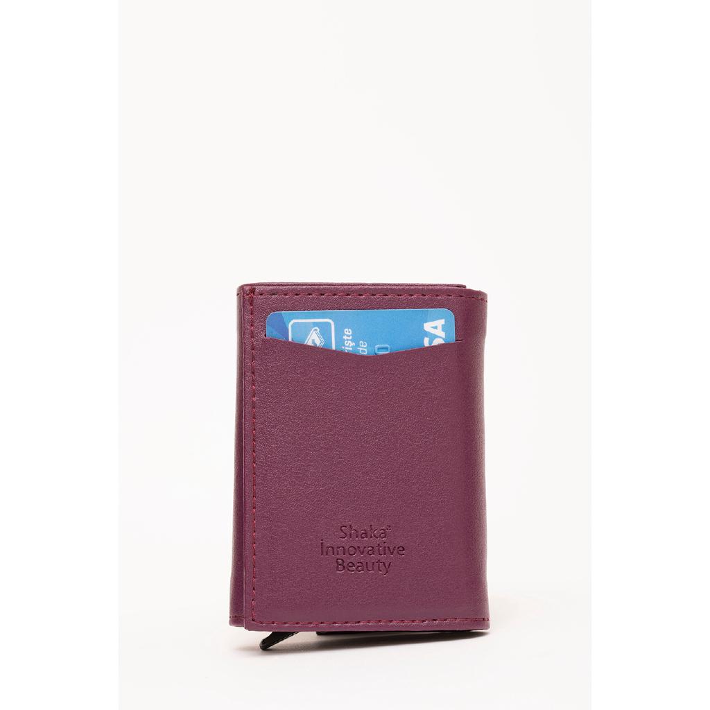 Schwarze Shk69-Geldbörse aus Kunstleder mit Papiergeldfach, automatischem Schiebemechanismus, Vordertasche und Kartenhalter