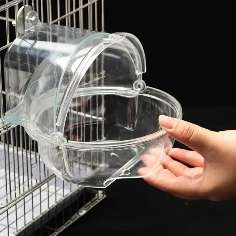 Pet Bird Parrot Transparent Bathing Tub Bathtub Shower Box Hanging Cage Decor Bird Supplies