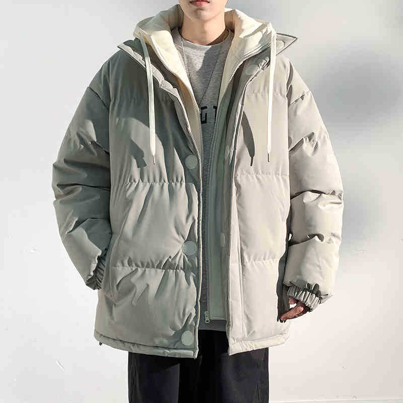 Cotton clothes men's winter new casual loose hooded jacket fake two student windproof jacket top trendy