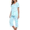 European And American Short Sleeved Cropped Trousers Suit Knitted Cotton Home Service Suit Ladies Pajamas Suit