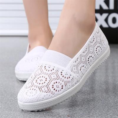 Hollow Out Flat Shoes Women Summer Shoe Cloth Flat Bottom Feminino Nurse Work Shoe Leisure  Breathable Female Mesh Shoes