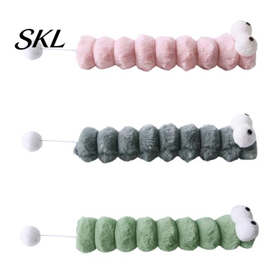 Cat Chew Toy Plush Caterpillar Toy, Stuffed Kitten Kicker with Tail Ball for Biting Kicking Shaking Fun Interactive Soft
