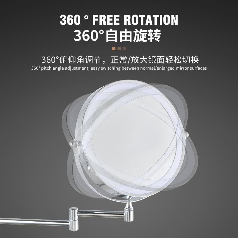 8 Inch Rechargeable Wall Mounted Bathroom Makeup Mirror with 3 Colors Lighting,Double Sided 10X Magnifying Lighted Vanity Mirror