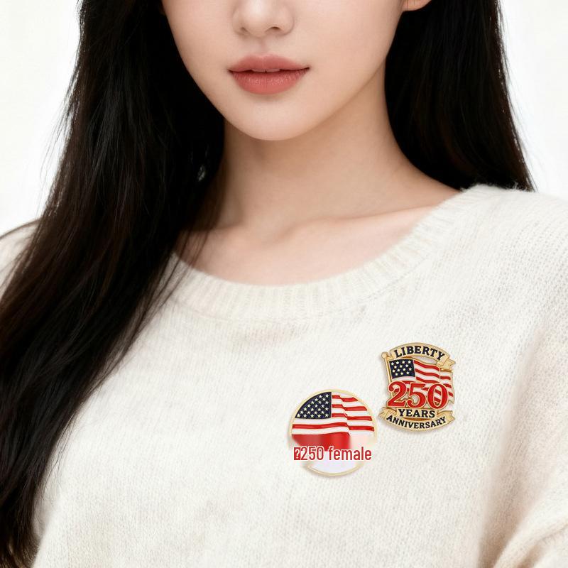 American Independence 250th Anniversary Flag Brooch - Creative National Emblem