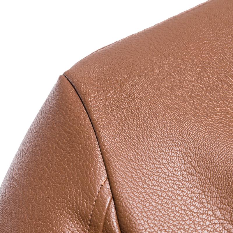 Men's Winter Lapel Leather-Fur PU Jacket - Velvet Lined Business Style