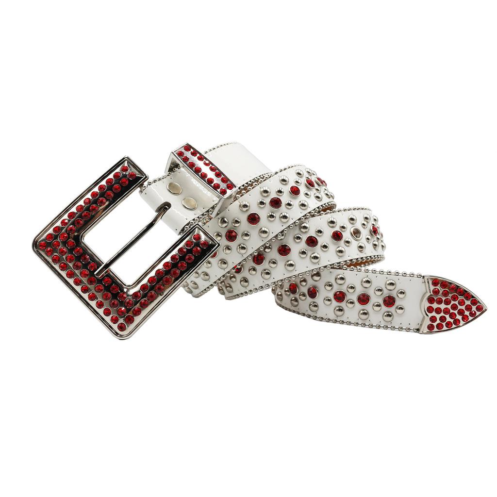 Square Buckle Rivet Rhinestone Belt with Diamond Decorative Pin Buckle Fashionable Wide Rhinestone Inlay Belt with Fashionable Pairing with Jeans