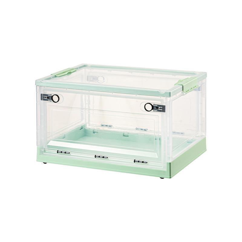 Side-Opening Transparent Storage Box with Lid for Clothes, Toys, and Books - Large Plastic Organizer for Wardrobes.