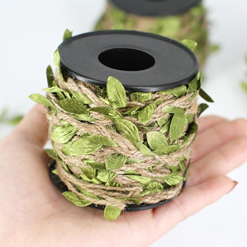 10m Leaf Rope String Natural Twine Leaf Ribbon Heavy Duty Hanging Rope for Wedding Decoration Gardening Accessories