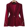 Fashion Women Blazer Ladies Red Khaki Black Long Sleeve Blazer Female Casual Business Jacket Autumn Velvet Suit Female Outerwear
