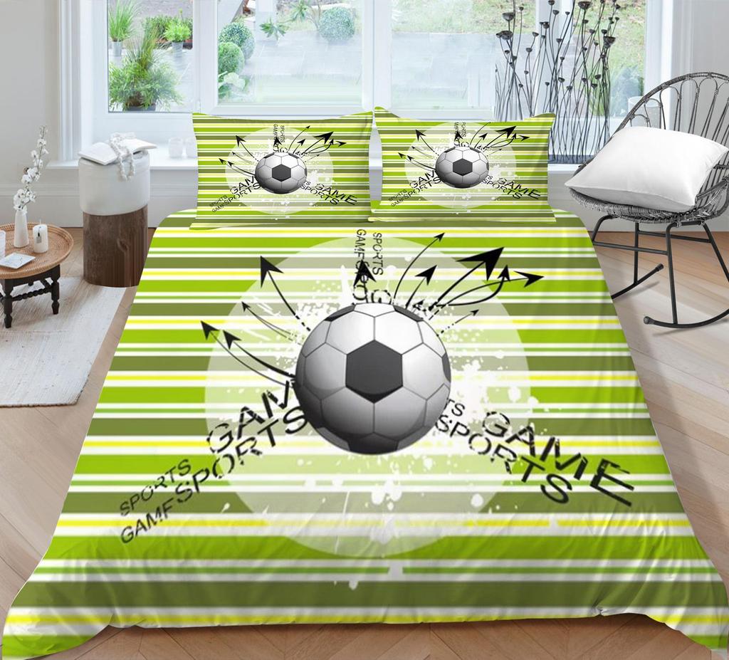 3D Printed Football Bedding Quilt Cover Pillowcase Full Size Double Bed Set 2/3 Pieces of Microfiber Fabric Soft Home Decoration