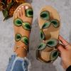 2026 New Yellow Embroidered Faux Flower Fashion Sandals Flat Plus Size 43 Summer Outdoor Beach Shoes Travel Mom Shoes