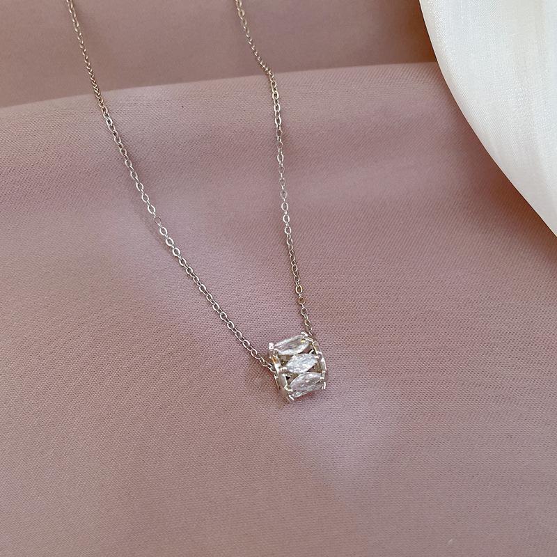 Micro-Inlaid Real Gold Full Diamond Light Luxury Small Waist Necklace Women'S New Collarbone Chain Light Luxury Niche Design Sense