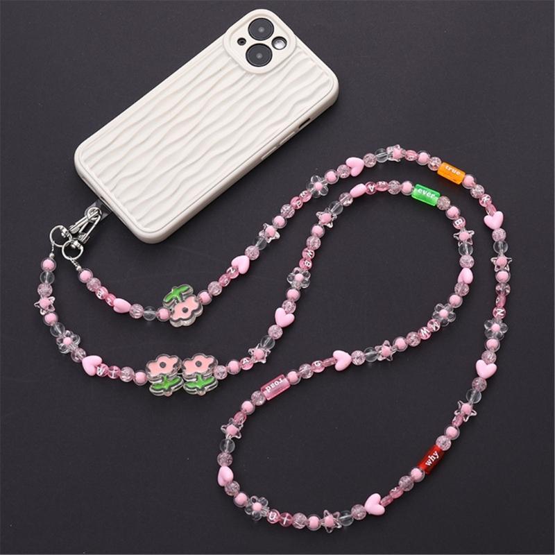 Phone Lanyard, Universal Bead Chain Neck Straps for Phone Case Crossbody Phone Lanyards with Patches for Most Phone
