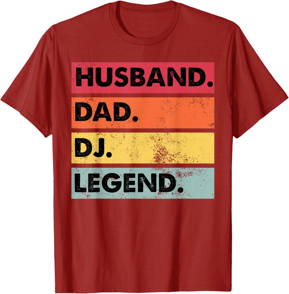 HHusband Dad DJ Legend Funny DJ Disc Jockey Music Player TShirt Casual Short Sleeve Top