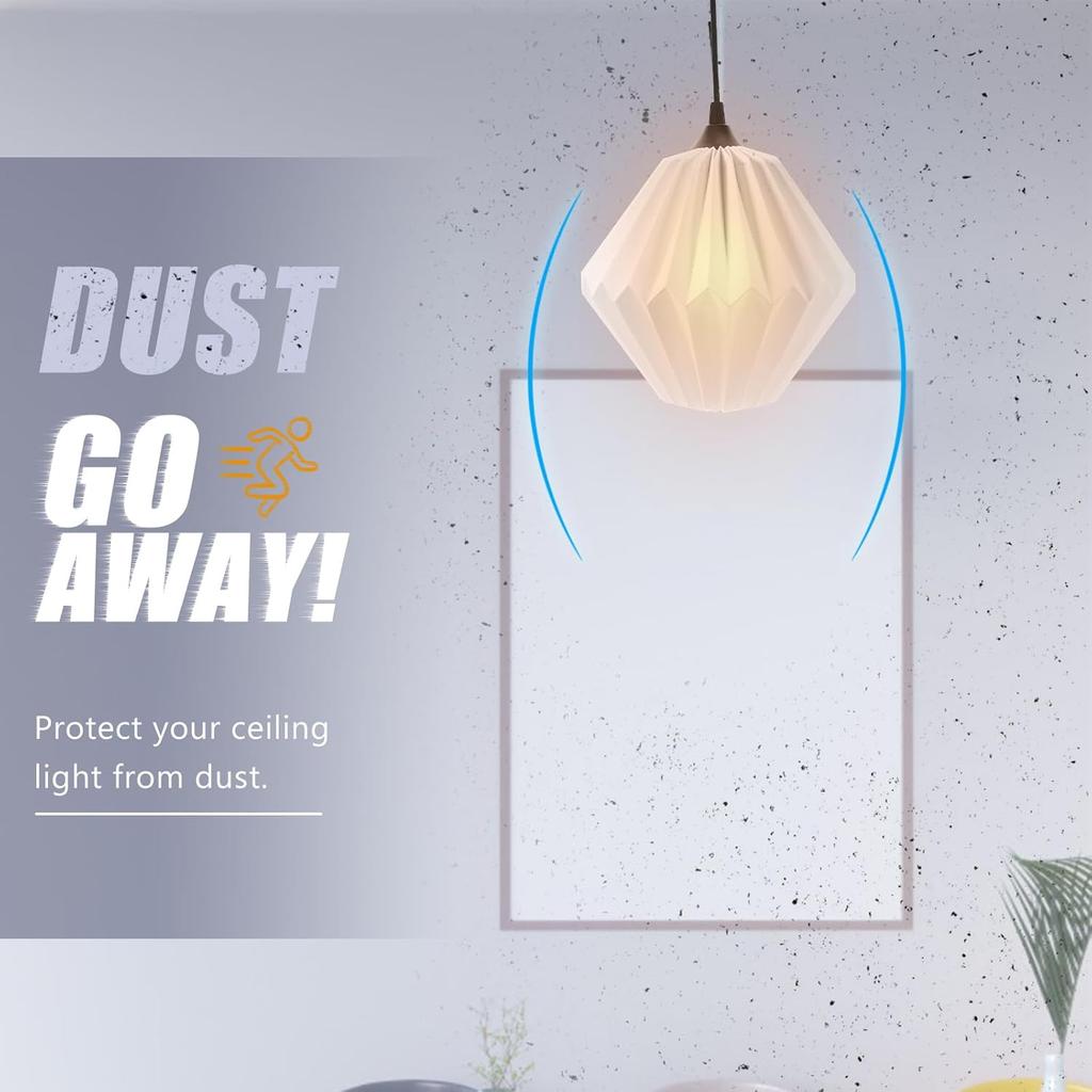 Angoily Nordic Style Origami Paper Hanging Lamp Shade, 12.59X12.59X11.02 Inch, White Foldable Ceiling Light Cover for Chandeliers, Table Lamps, Floor