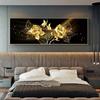 Black Golden Rose Flower Butterfly Abstract Wall Art Canvas Painting Poster Print Horizonta Picture for Living bedRoom Decor