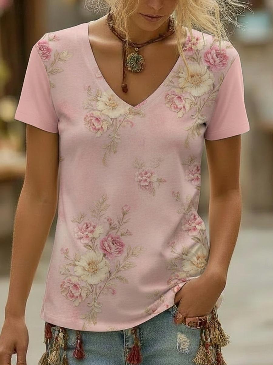 

Women s Boho Shirt T Shirt Print Floral Graphic Bohemia Vintage Classic Short Sleeve S