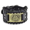 Punk Men Wide Bangle Accessory Wolf Head Charm Bracelet Leather Weave Adjustable Wristband Friendship Jewelry