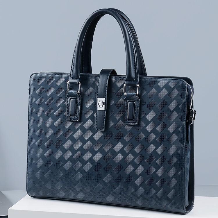 

TS JYL laptop bag,New Men Handbag Horizontal Business PVC Briefcase A4 File Laptop Bag 14 inches синій