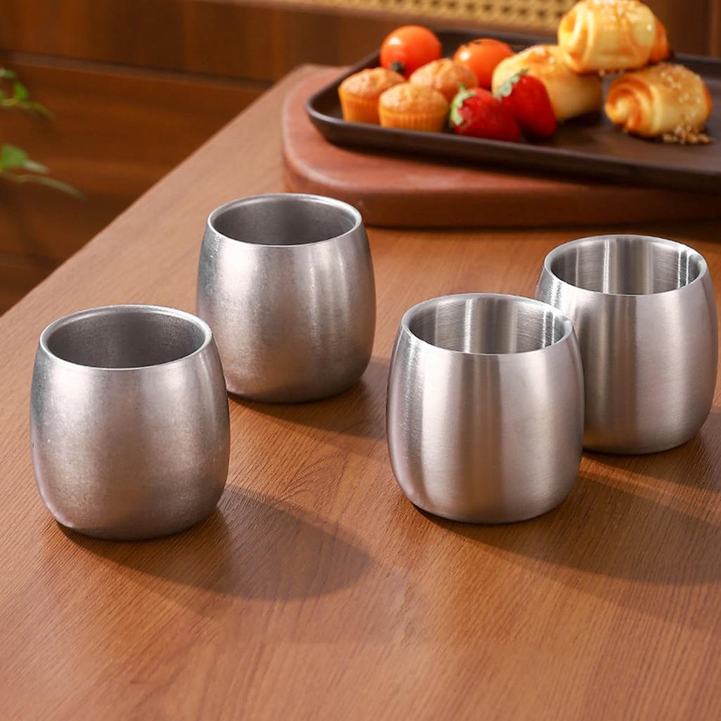2pcs Stainless Steel Coffee Mugs Set Rusts Resistant Drinkwares Stackable Double Wall Cup for Camping and Outdoor Use