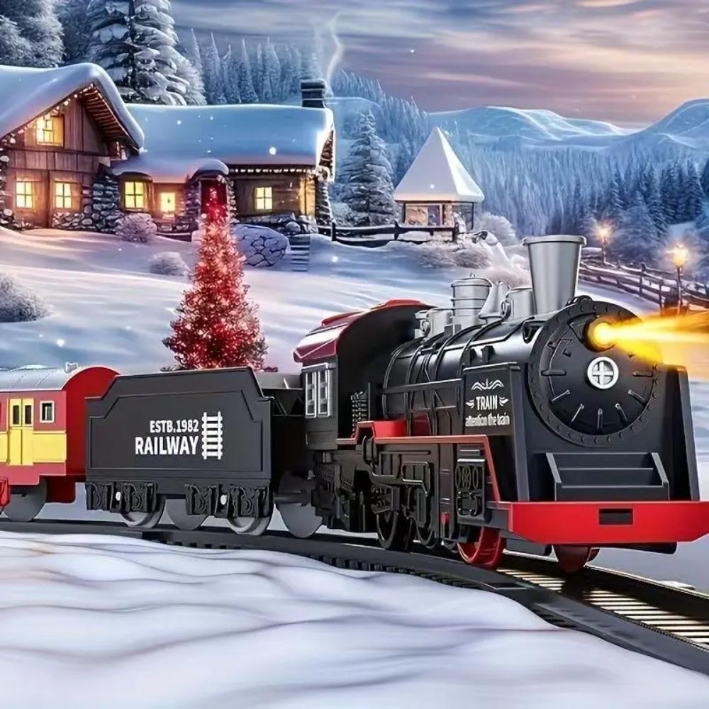 Jouets de set de voie ferrée pour enfants, locomotives classiques rétro et sets de jouets de train à longue voie avec lumières, jouets idéaux pour les enfants