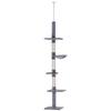 Floor to Ceiling Cat Tree 230-260cm Height Adjustable, 5-Tier Cat Tower with Scratching Posts, Hammock, Perches