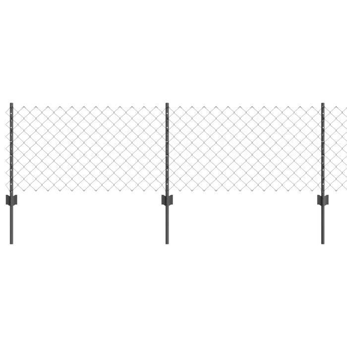 VidaXL Clôture en maillons avec 22 poteaux en U Gris 0.6x25 m Acier 3336278