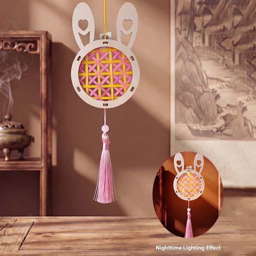 Woven Woven Rabbit Light LED Glow Cartoon Animal Lamp DIY Bamboo Lantern  Moon Festival