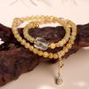 Natural Crystal Citrine Double Circle Yellow Rhinestone Buddhist Beads New Chinese Style Fashion Original