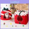 Christmas Pet Theme Cat Dog Bed Puppy Kitten Cozy Sleeping Nest Plush Cave House
