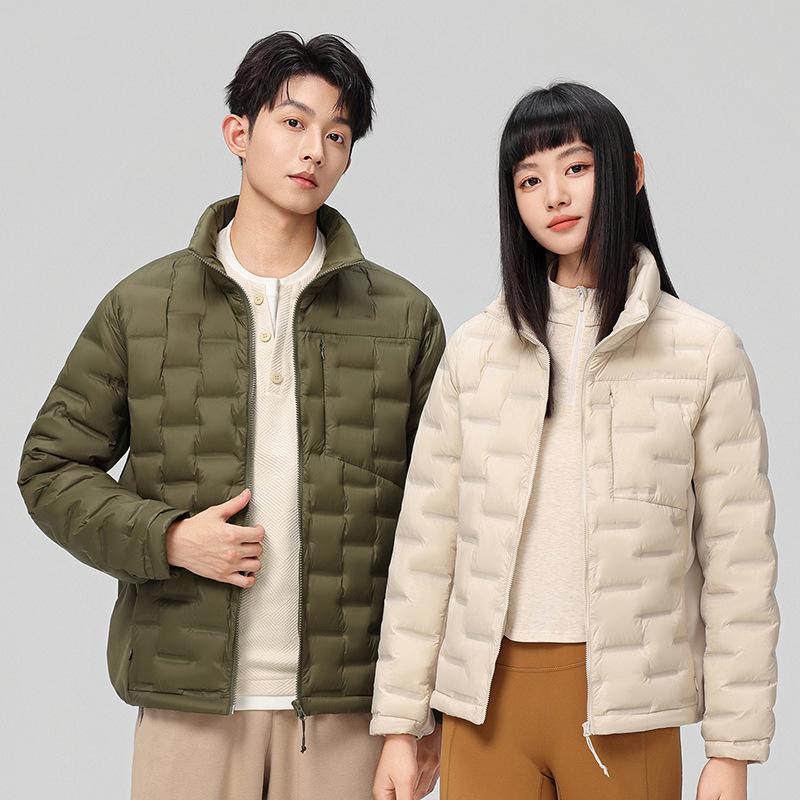 Unisex 2025 Autumn/Winter White Duck Down Jacket - Warm, Lightweight, and Versatile with Stand Collar.