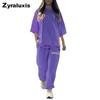 Summer Women's Loose Hollow Crew Neck T-Shirt Top Pants Set Two Piece Outfit