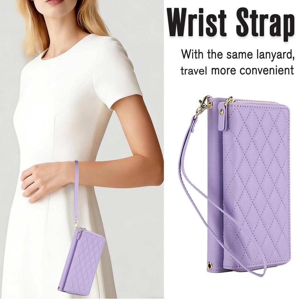 Samsung A27/S26 Ultra Luxury Crossbody Diamond Pattern Wallet Flip Leather Case with Card Slots