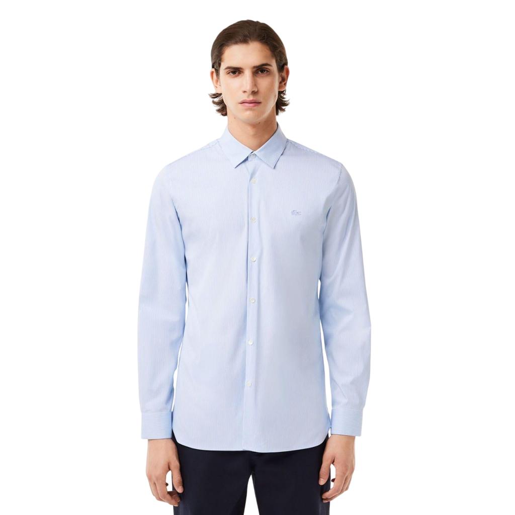 Lacoste Men's Striped Poplin Stretch Slim Shirt