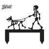 Easy Install Garden Stake Skeleton Dog Stake Black Walking Metal Decoration Stable for Lawn Funny Halloween Yard Art Outdoor Decoration