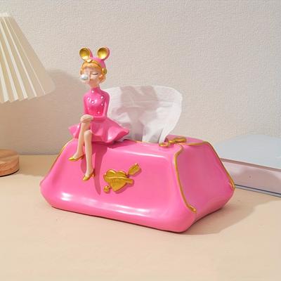 Fashionable Resin Bubble Girl Tissue Box Holder Versatile Indoor Decorative Storage Basket for Living Room,Bedroom,Housewarming Gift