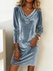 Damenmode Herbst Winter Neuer Stil Einfarbiger Mantel Breiter Revers Langarm Sexy Samtkleid